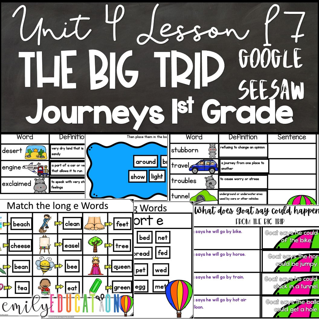 The Big Trip Unit 4 Lesson 17 Journeys 1st Grade Google Seesaw Activities