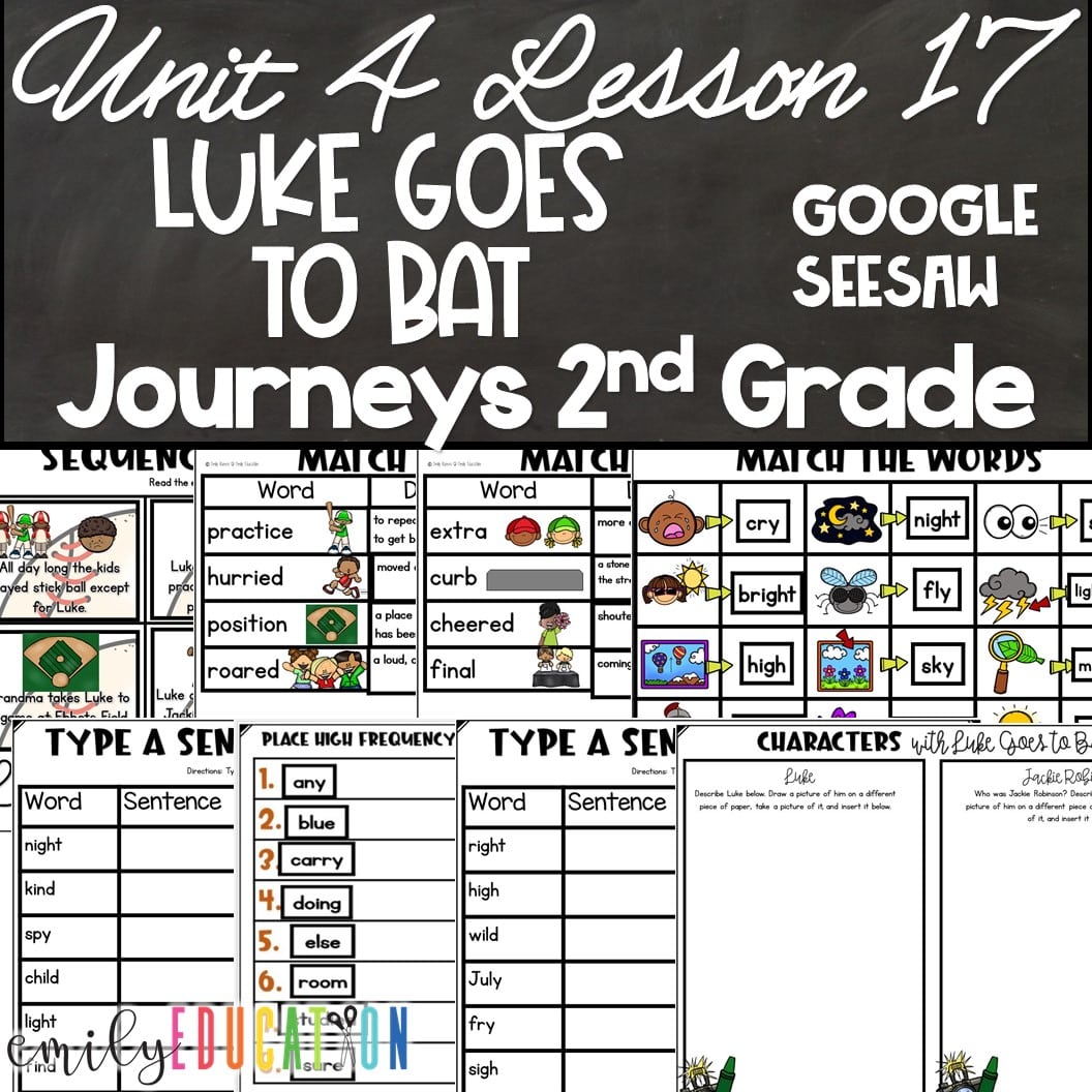 Luke Goes to Bat Journeys 2nd Unit 4 Lesson 17 Seesaw Google Activities