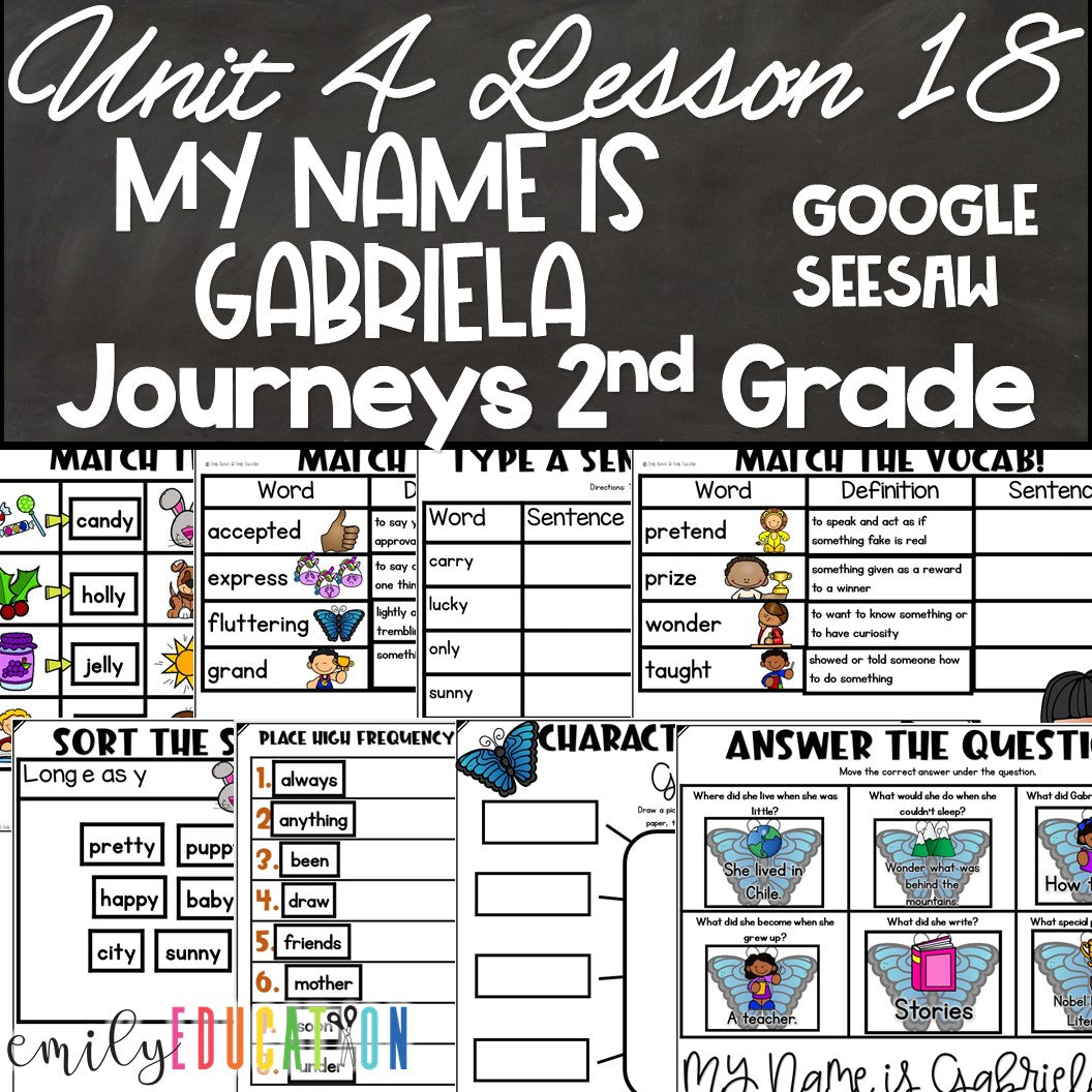 My Name is Gabriela Journeys 2nd Unit 4 Lesson 18 Seesaw Google Activities