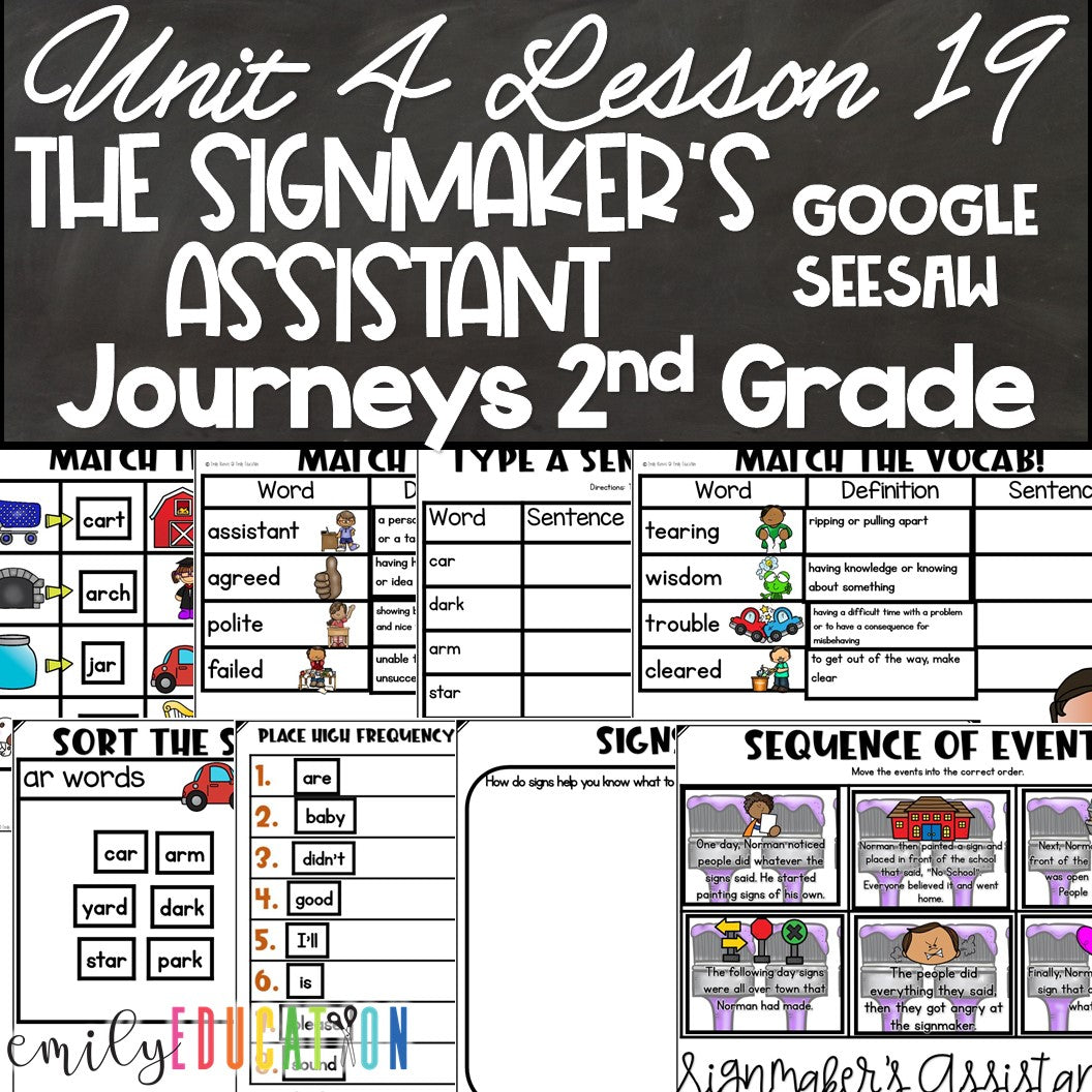 The Signmaker's Assitant Journeys 2nd Unit 4 Lesson 19 Seesaw Google Activities