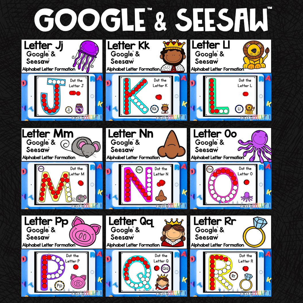 Alphabet Letter Formation Seesaw Google DIGITAL GROWING BUNDLE