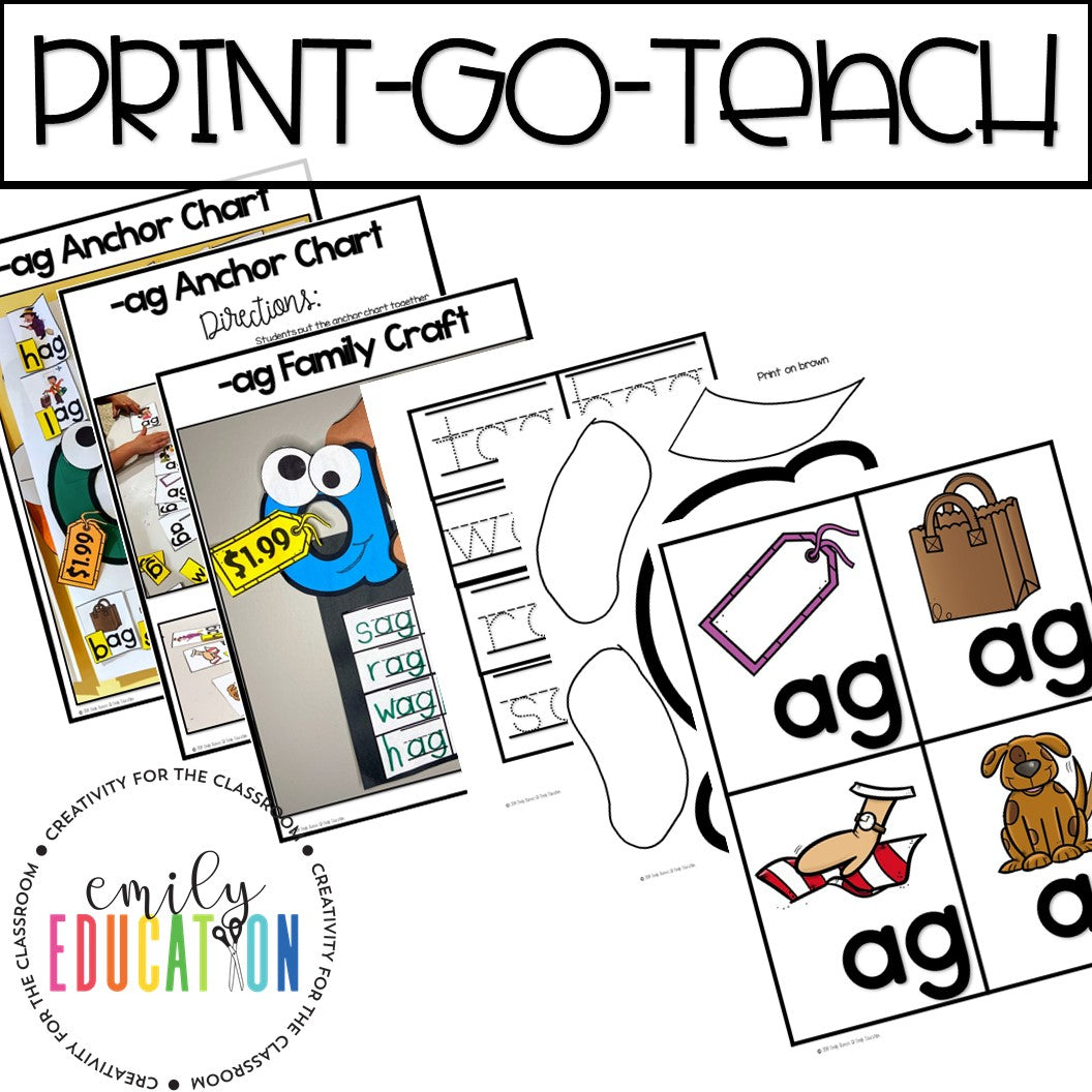 ag Word Family Anchor Chart and Craft Activity