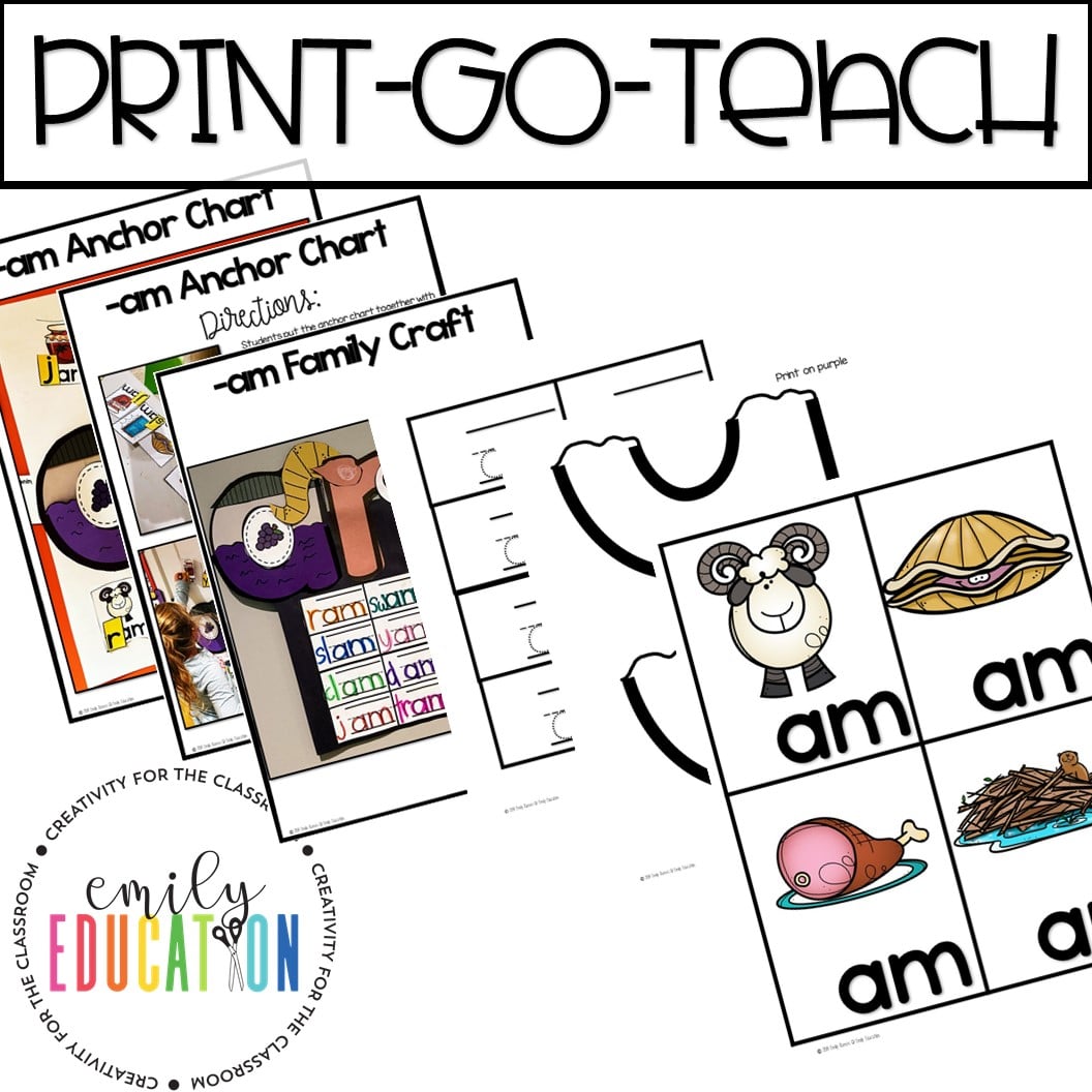 am Word Family Anchor Chart and Craft Activity