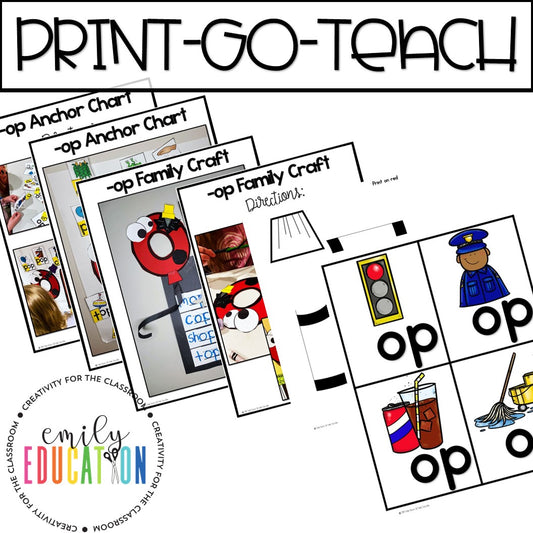 op Word Family Anchor Chart and Craft Activity