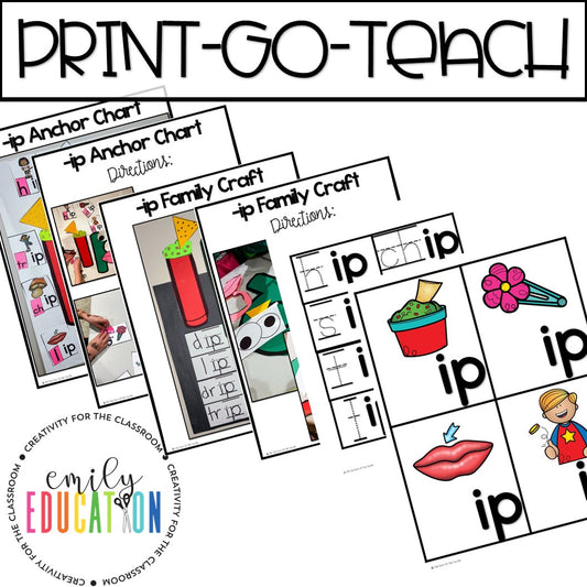 ip Word Family Anchor Chart and Craft Activity