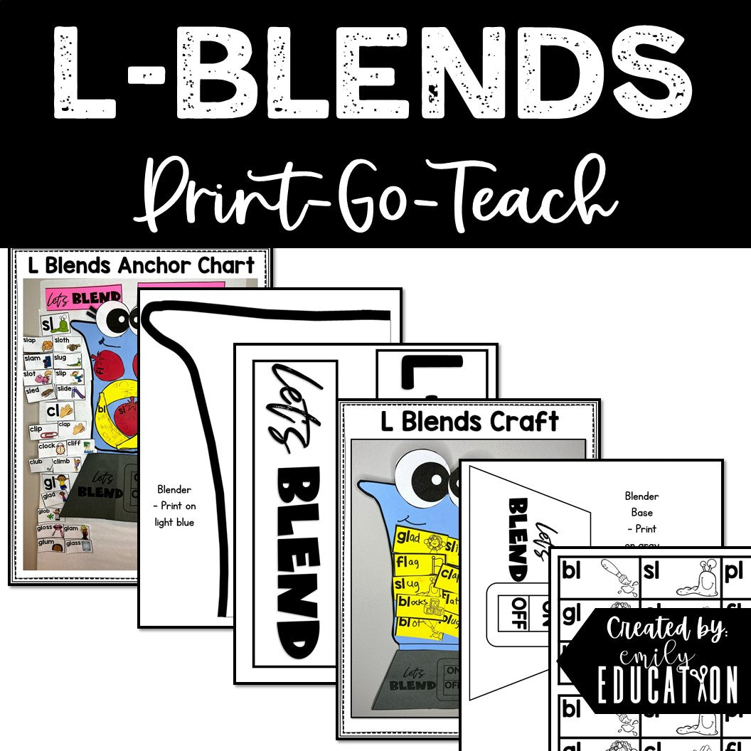 L Blends Anchor Chart and Craft Activities