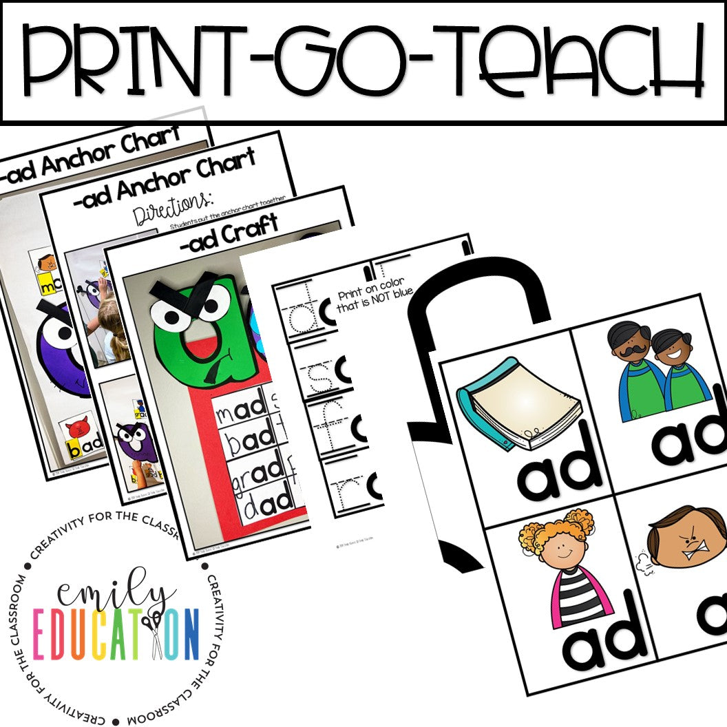 ad Word Family Anchor Chart and Craft Activity