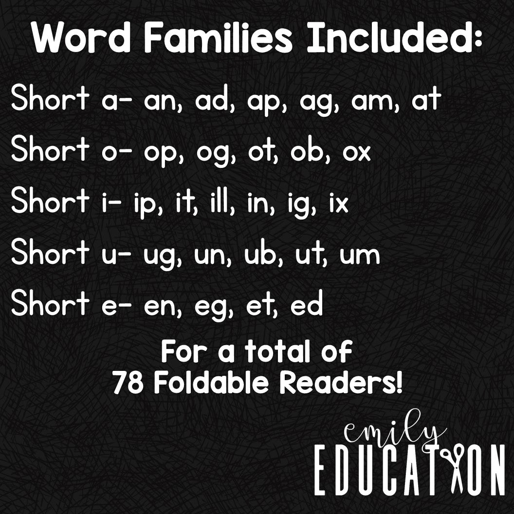 Short Vowels Word Family Readers Growing BUNDLE