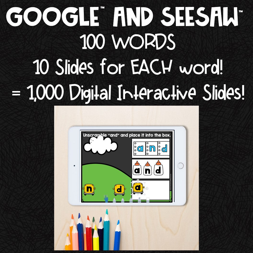 Sight Word Digital Bundle Seesaw and Google Slides