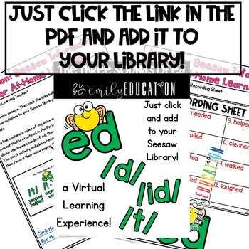 Three Sounds of ed | Virtual Anchor Chart Video | Center Activities | Seesaw