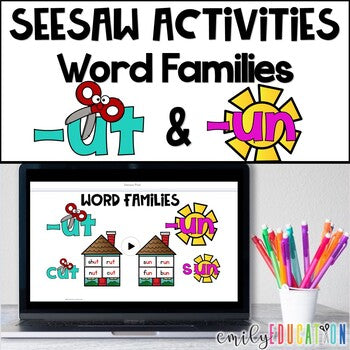 Word Families -ut and -un Seesaw Activities