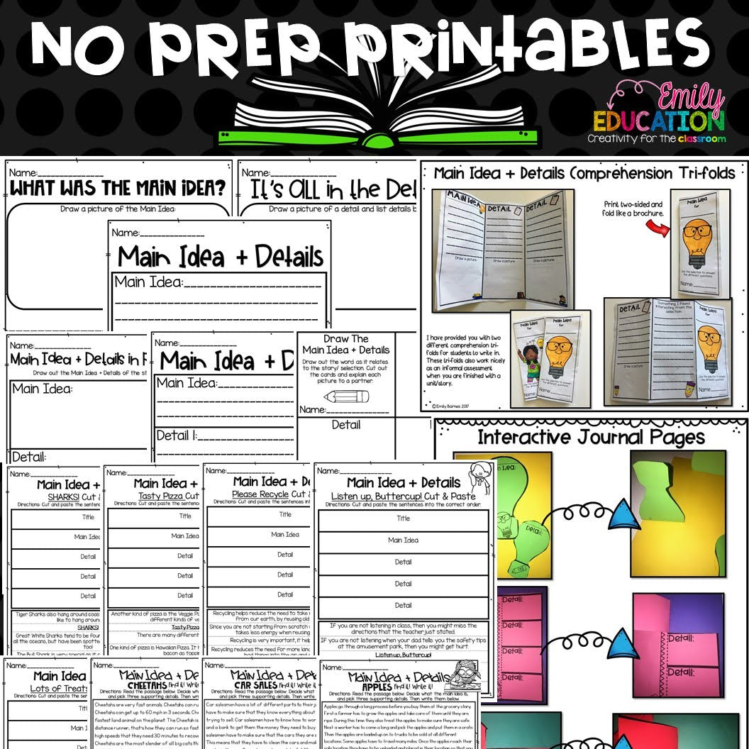 Main Idea and Details Activities for the whole year!