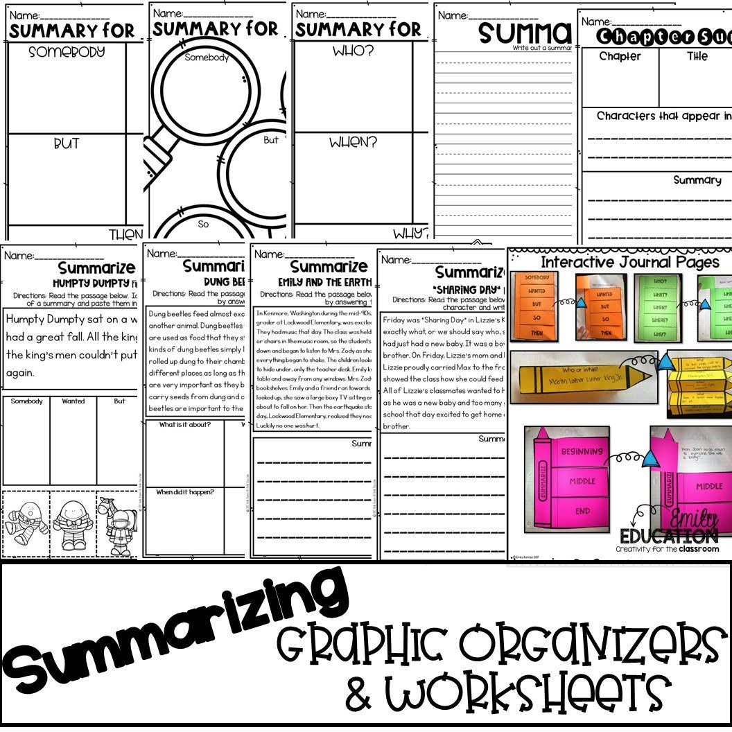 Summarizing Activities Crafts, Posters and Worksheets