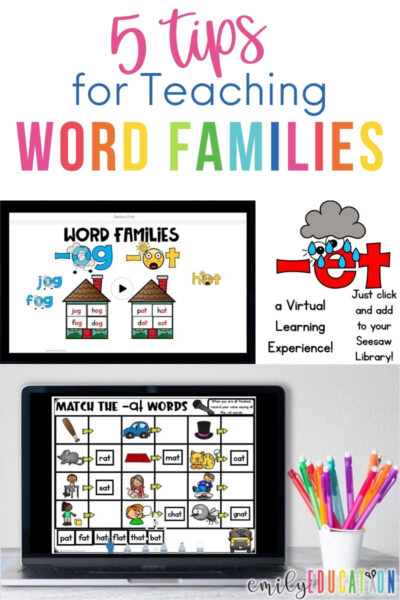 tips for teaching word families in the primary grades
