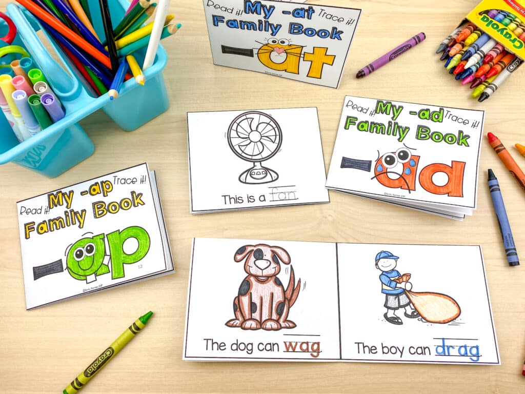 word family mini-books help students read and write word family words