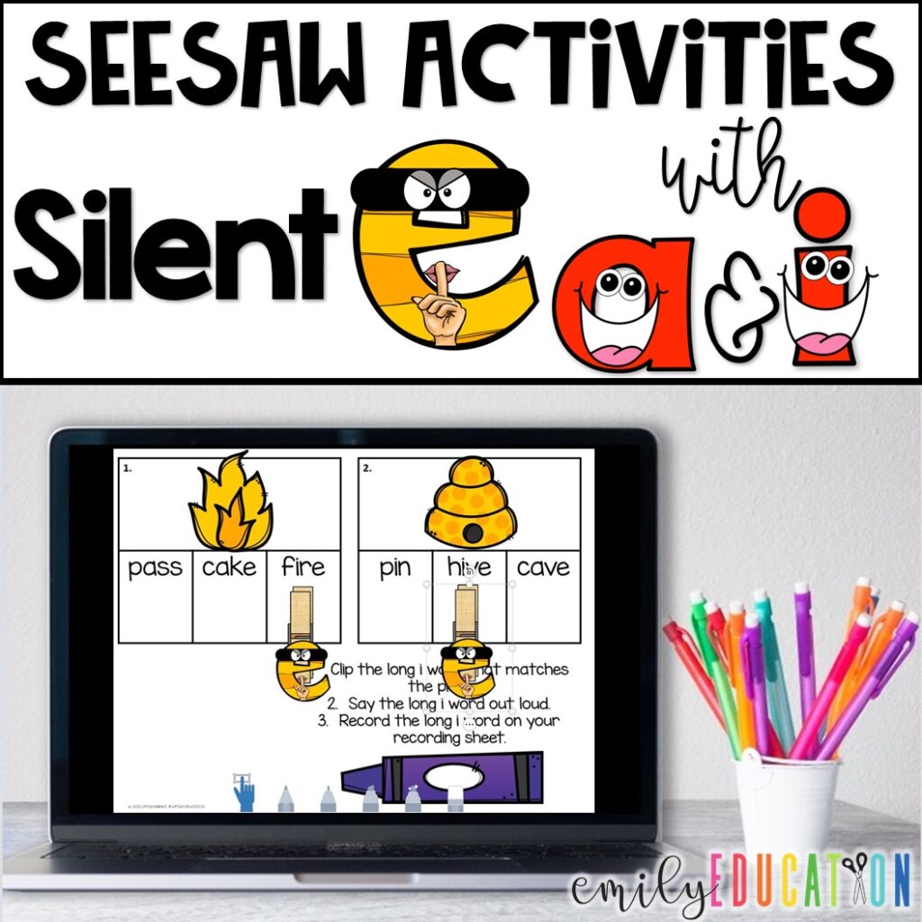 Digital Silent E Clip Cards for SeeSaw