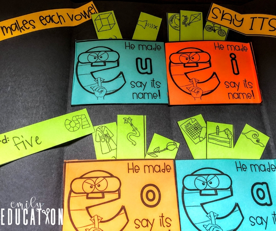 silent e sorting words by long vowel sound