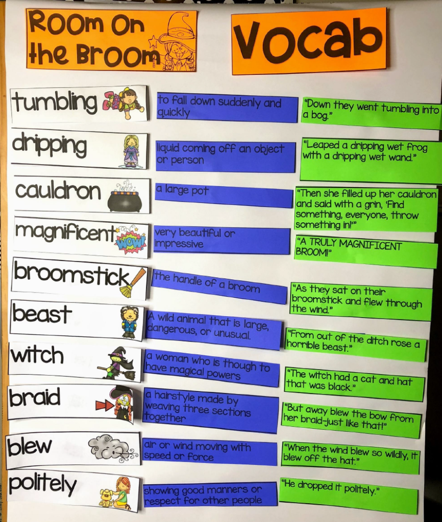 Halloween activities Room on the Broom vocabulary