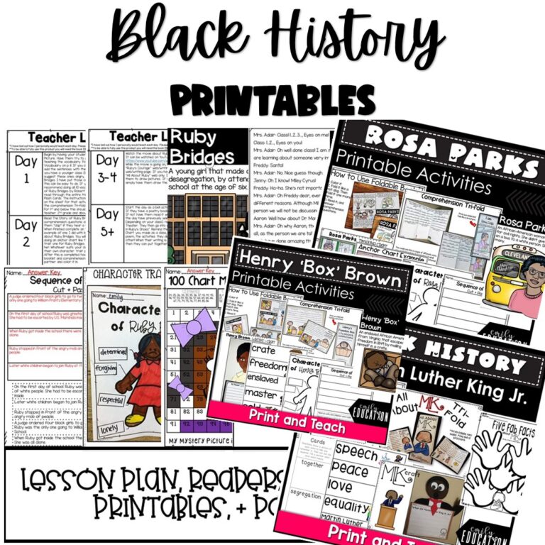 Black History Month Activities, Rosa Parks, Ruby Bridges, MLK, Henry ...