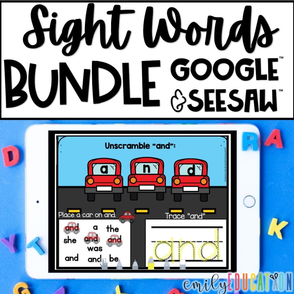 digital sight word activities for the first 100 Fry words 