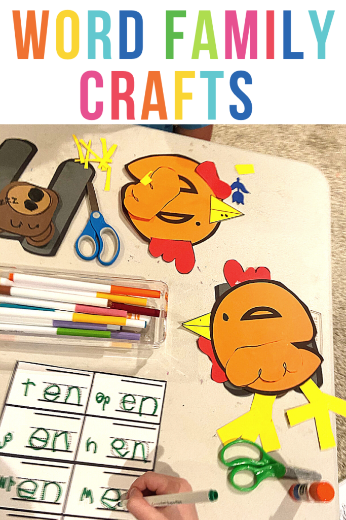 word family craft activities are a great way to help students review sounds, make words and work on fine motor skills too