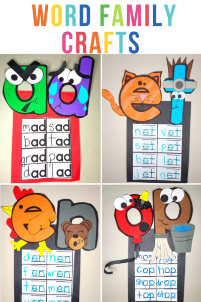Word family craft activities to help reinforce learning