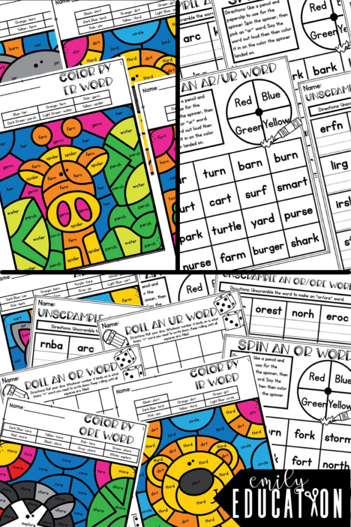 r-controlled vowel worksheets and activities