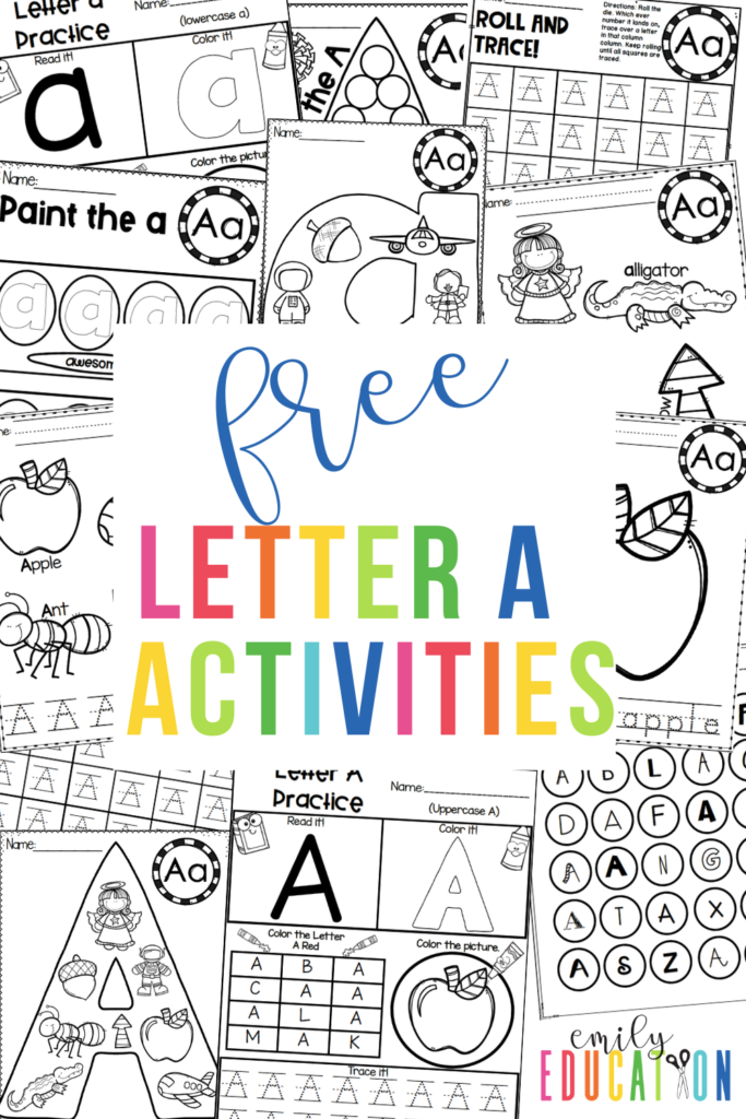 Free activities for teaching the letter A includes anchor chart, printable pages, digital activities and a letter A craft.  Perfect for preschool, Pre-K and Kindergarten classrooms.