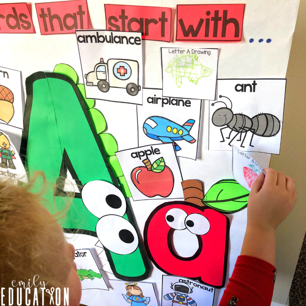 letter A anchor chart helps with letter sounds and beginning sounds