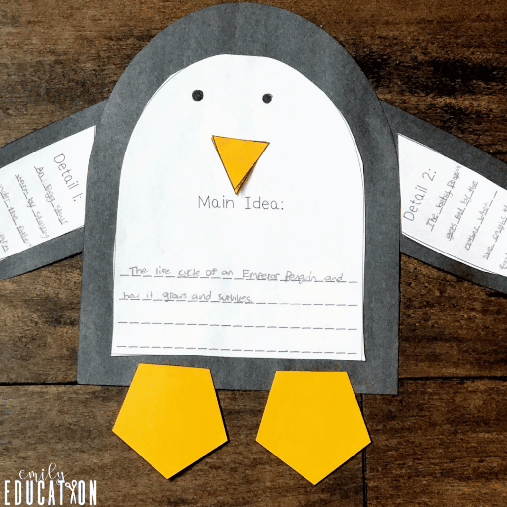 reinforce main idea and supporting details with this fun penguin activity