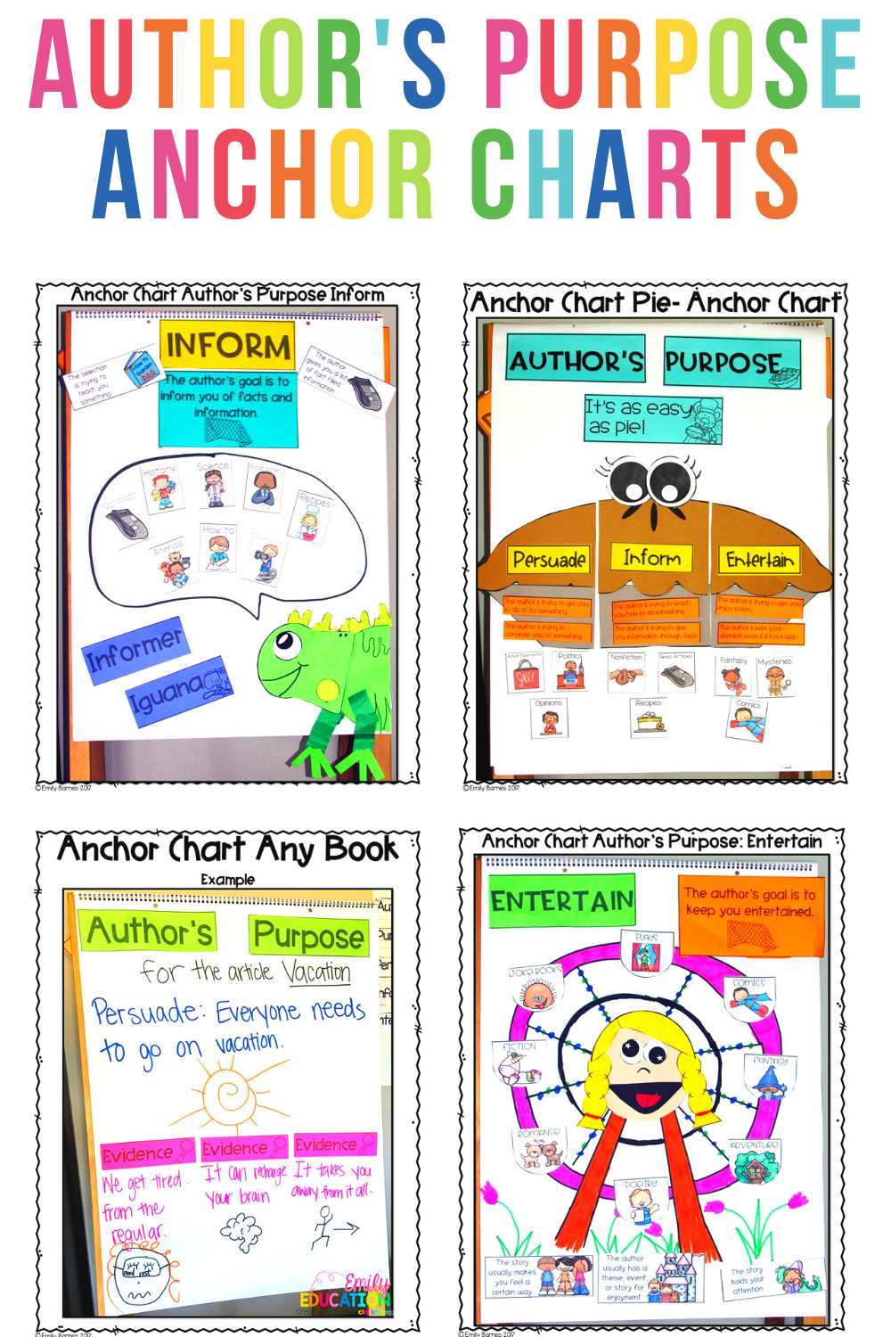 Author's Purpose Anchor Charts Emily Education