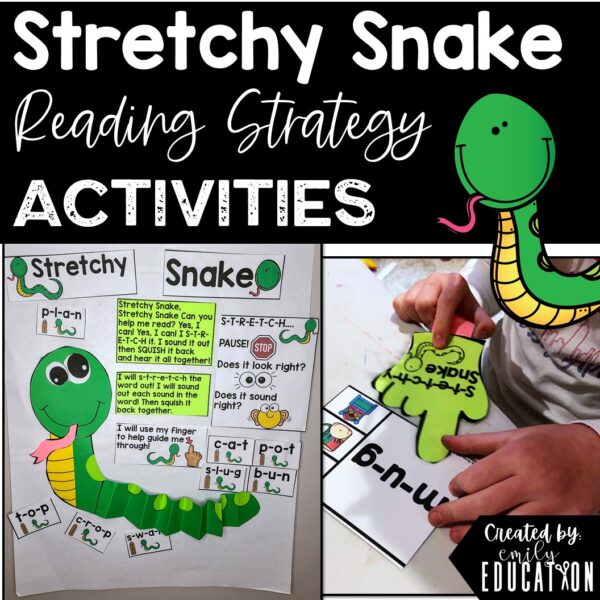 Use the Stretchy Snake reading activities to help you students learn to stretch out the sounds of the letters and blend them back together to sound out the word.