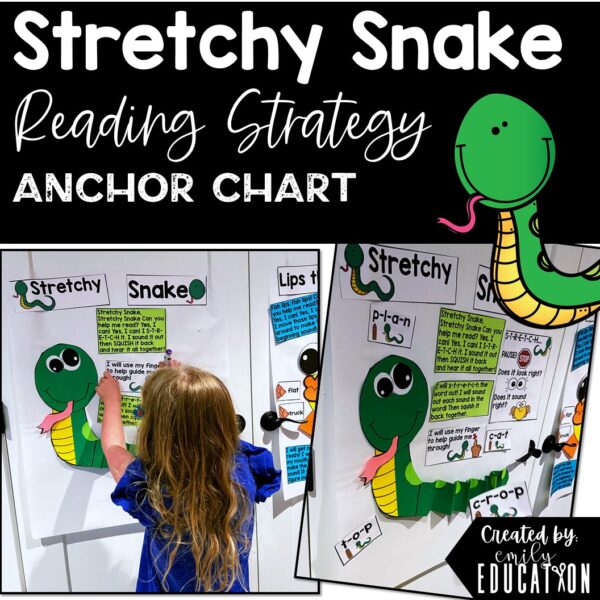 Use the Stretchy Snake reading strategy anchor chart to introduce your students to the Stretchy Snake reading strategy