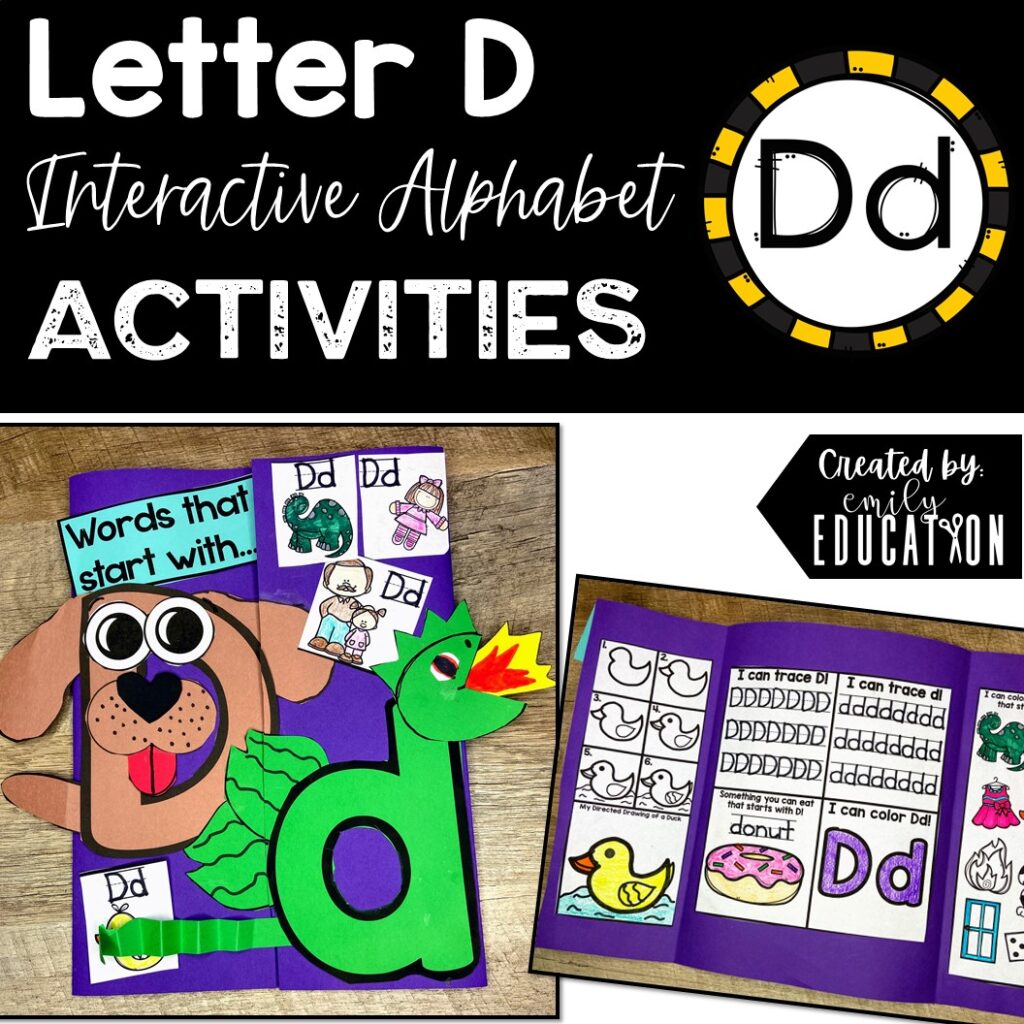 Letter D Alphabet Crafts and Directed Drawing - Emily Education
