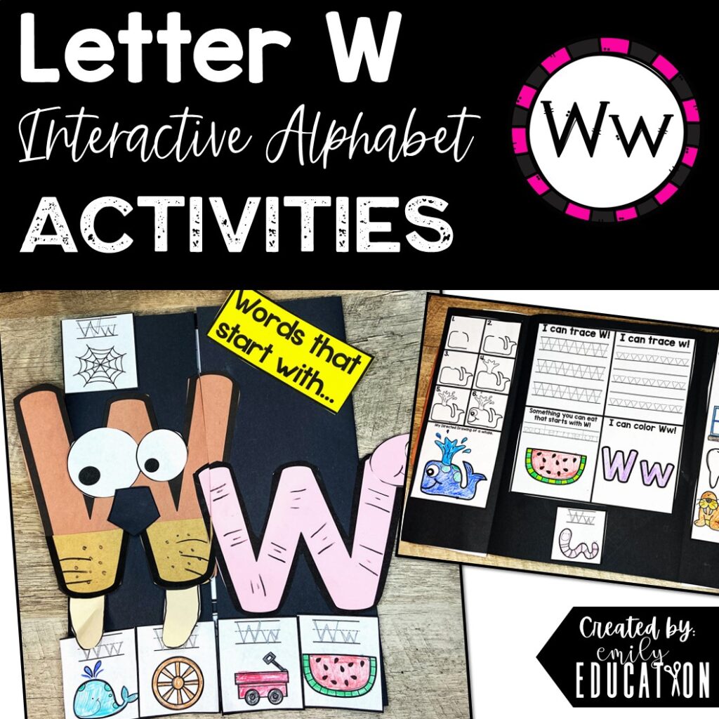Letter W Alphabet Crafts and Directed Drawing - Emily Education