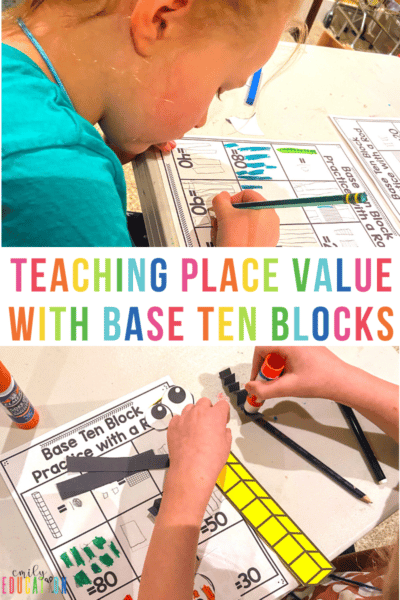 Help your students understand the base ten place value system using hands-on activities with base ten blocks, interactive anchor charts and math crafts.