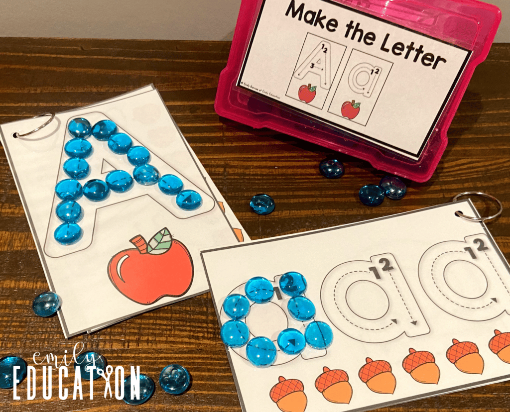 Use this fun, engaging alphabet activity to help teach students all about letters. Use small objects to allow students to make each letter shape, featuring both uppercase, lowercase and pictures that go along with each letter!
