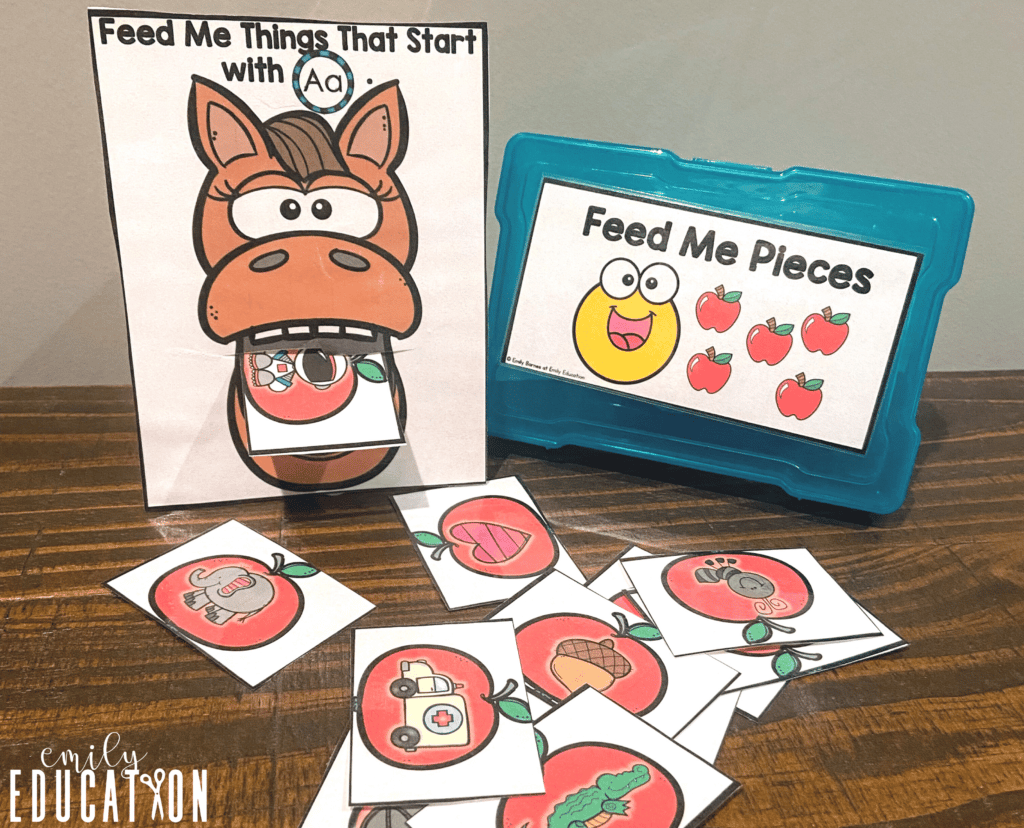 Feed Me center activities are a fun and interactive beginning sounds activity