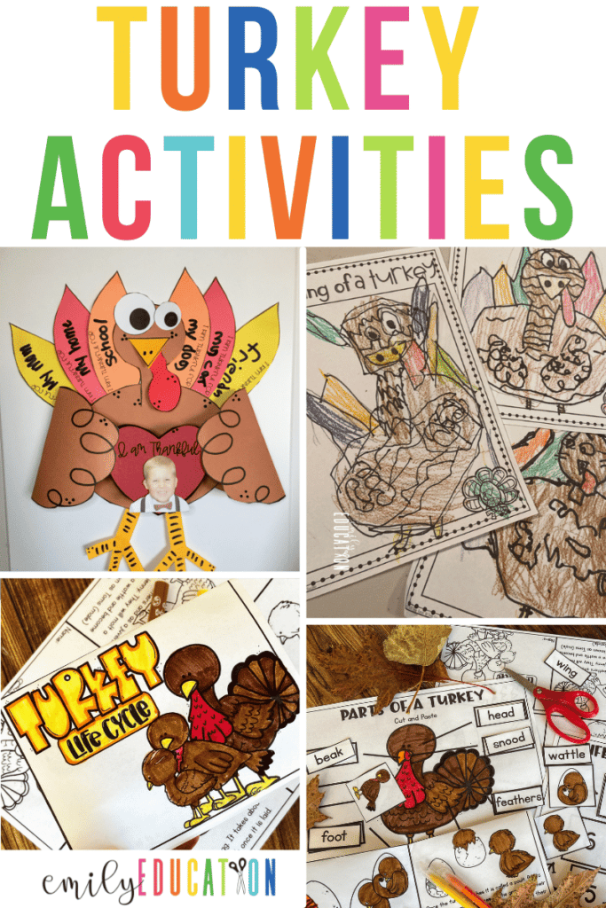These fun and interactive turkey activities are the perfect addition to your turkey unit or thematic teaching in November.