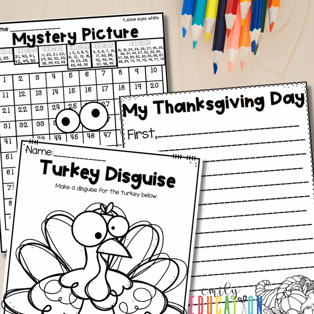 Turkey Trouble math and writing activities help to extend the book study