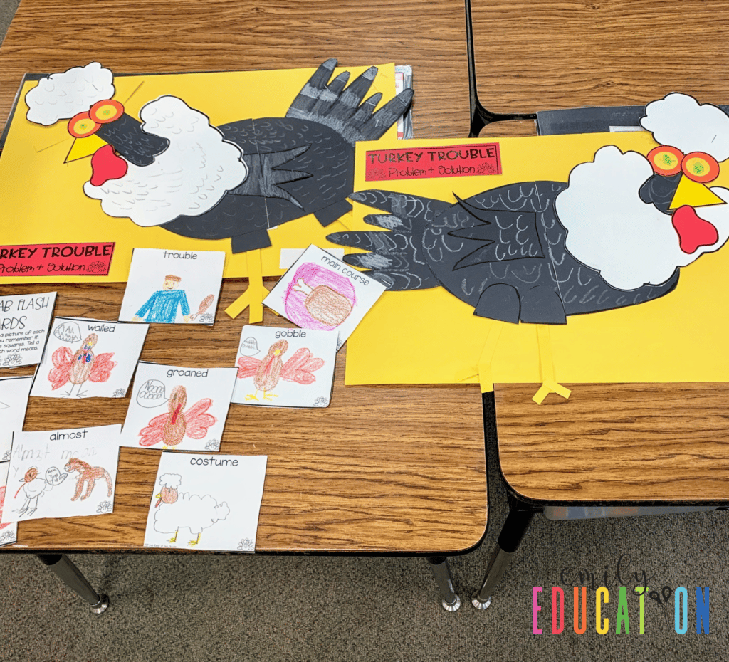 This Turkey Trouble craft also doubles as a problem and solution activity. Students will dig deeper into the story and practice important comprehension strategies while also creating a fun turkey craft!