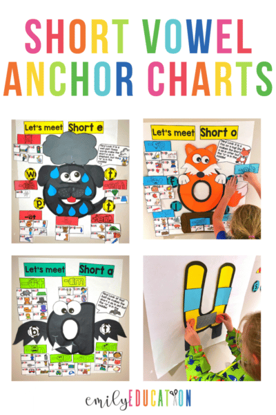 Use these short vowel anchor charts to help your students practice and learn their short vowels